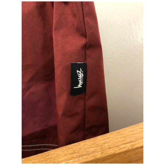 Stussy zip long coat men’s small maroon red jacket - Picture 9 of 10